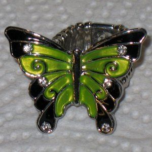 Willabee and ward butterfly stretch ring with  Swarovski crystals